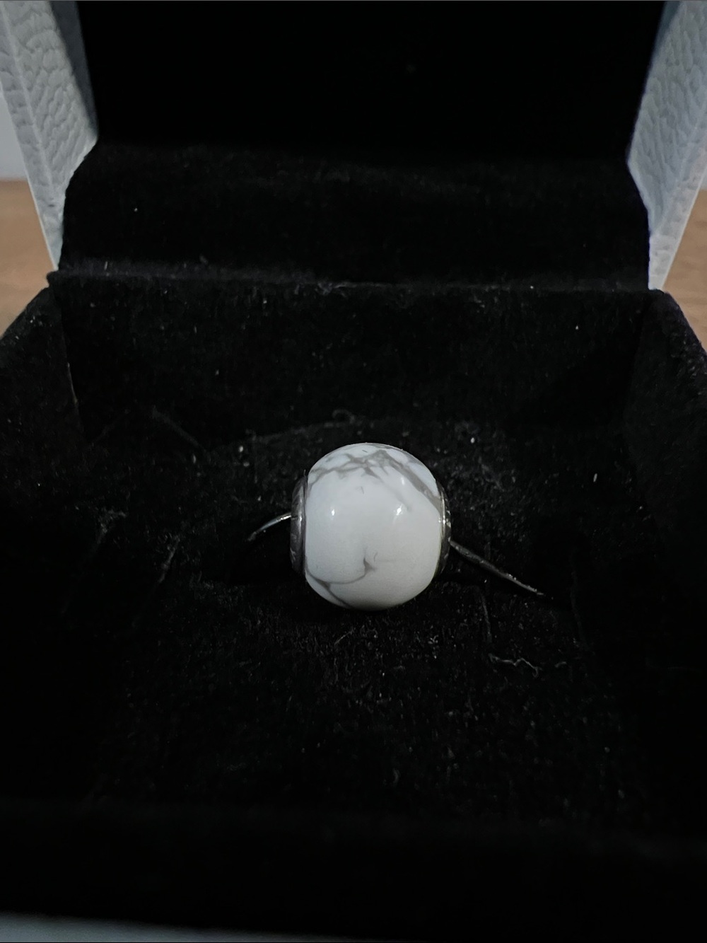 Pandora Authentic Retired White Marble-Effect Charm Bead - Picture 8 of 9